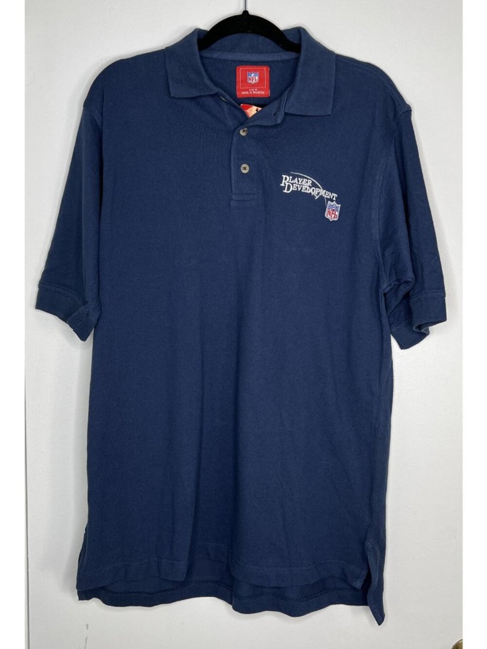 NFL Player Development Navy Blue Collared Polo Shirt M NWT New